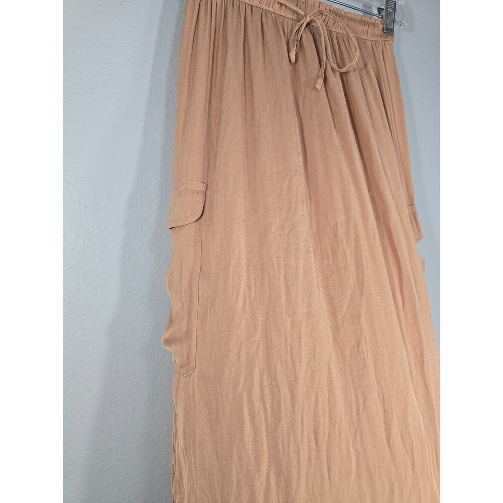 Aerie Tan Satin Cargo Utility Midi Skirt W/ Side Splits Size XS Gorpcore BF - Picture 3 of 7